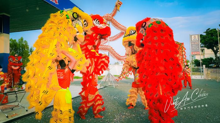 Hình ảnh Đội Lân Sư Rồng Việt An Châu biểu diễn ấn tượng