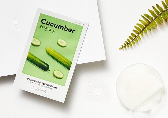 Mặt Nạ MISSHA Airy Fit Cucumber - Ảnh minh họa 2 - Làn da căng mọng sau một lần sử dụng