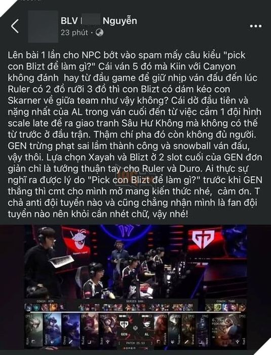 Phát ngôn gây sốc của BLV VCS về Gen.G làm dấy lên làn sóng phẫn nộ trong cộng đồng game thủ