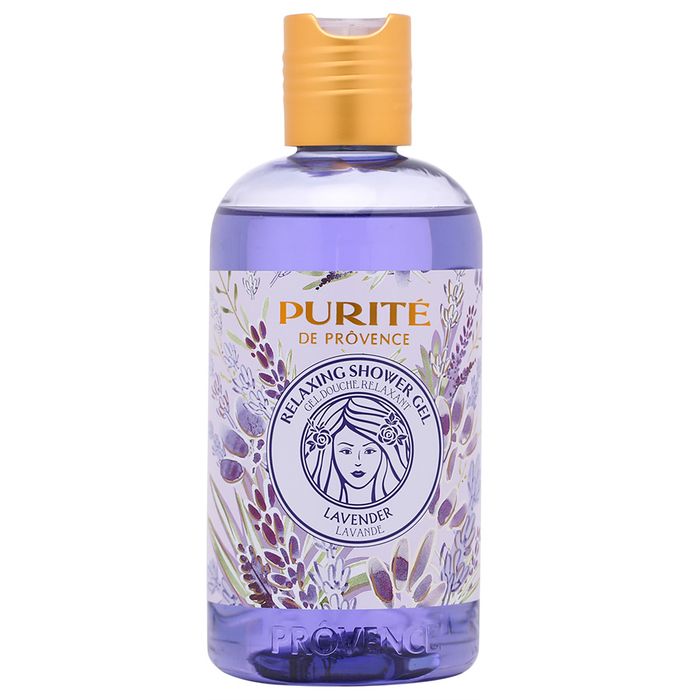 Hình ảnh 2 Sữa Tắm Purité De Provence Hoa Oải Hương - Góc nhìn nghệ thuật khắc họa vẻ đẹp tinh tế của sản phẩm, nơi sắc tím lavender hòa quyện cùng thiết kế sang trọng, gợi nhớ những cánh đồng hoa miền Nam nước Pháp.