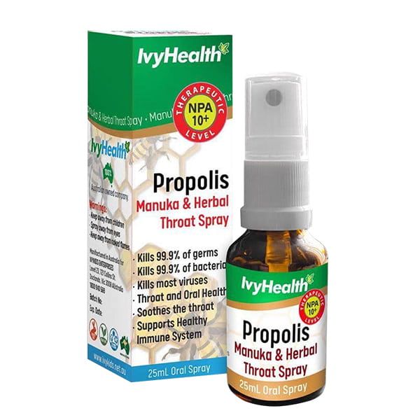 Hình ảnh thực tế xịt keo ong Ivy Health Propolis Manuka - góc nhìn cận cảnh