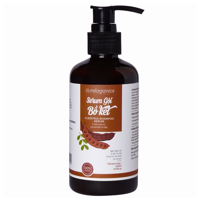 Serum gội Bồ Kết Milaganics - Hình ảnh minh họa chân thực cho sản phẩm chăm sóc tóc cao cấp, giúp nuôi dưỡng tóc từ gốc đến ngọn.