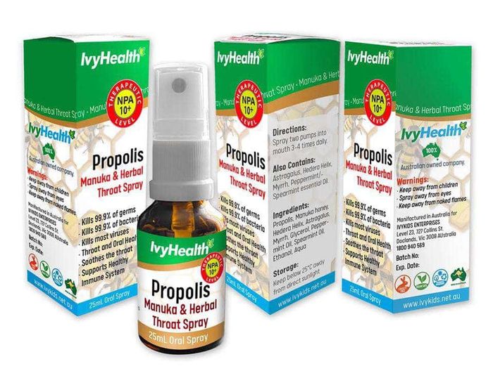Hình ảnh chai xịt keo ong Ivy Health Propolis Manuka chính hãng