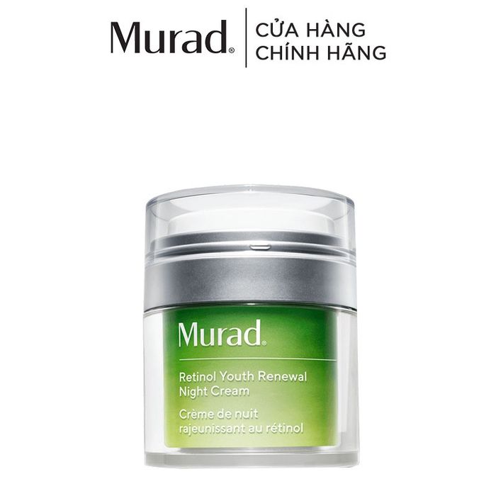 Ảnh 1: Murad Retinol Night Cream - Thiết kế sang trọng với hộp kem màu xanh đen, chất kem vàng nhạt mịn như nhung