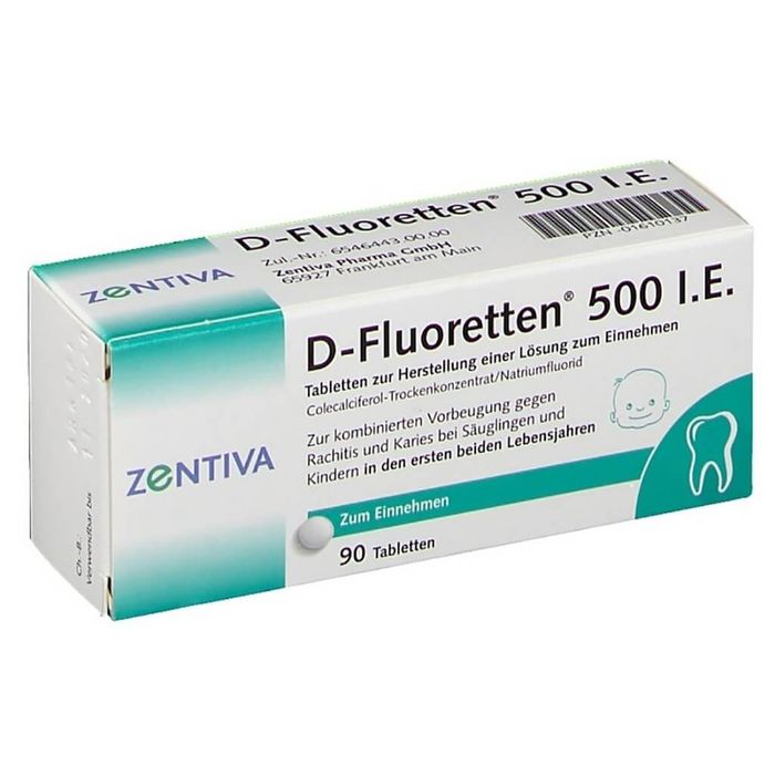 Hình ảnh bao bì Vitamin D Fluoretten 500 I.E