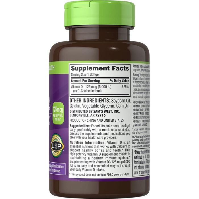Hình ảnh bao bì viên uống Member's Mark Vitamin D3 5000IU