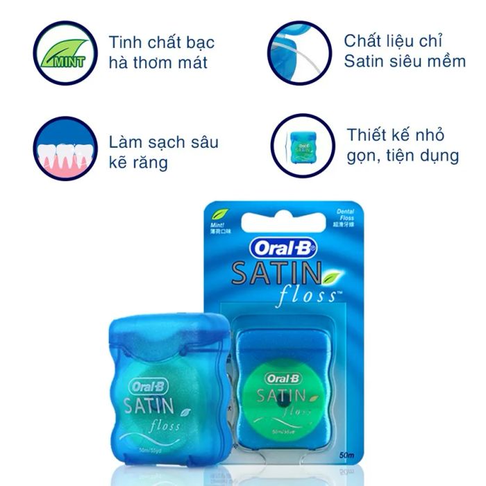 Hình ảnh thực tế chỉ nha khoa Oral-B Satin - Thiết kế tinh tế cho nướu nhạy cảm