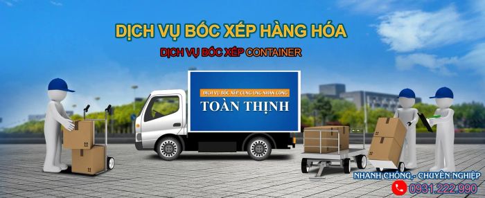 Hình ảnh đội ngũ nhân viên bốc xếp chuyên nghiệp của Toàn Thịnh
