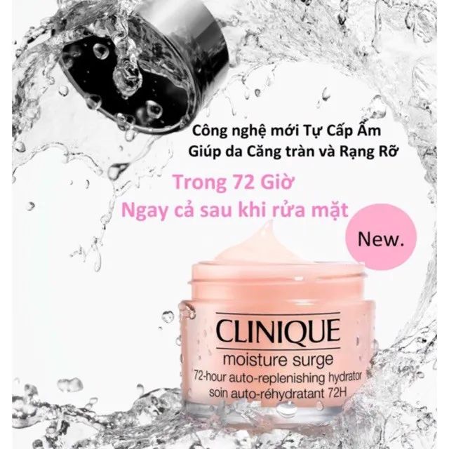 Hình ảnh minh họa sống động cho kem dưỡng Clinique Moisture Surge - sản phẩm chăm sóc da được yêu thích toàn cầu.