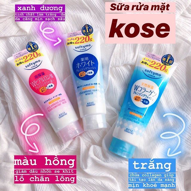 Kosé Cosmeport Softymo Cleansing Foam - Phiên bản ảnh 2 với kết cấu bọt mướt mịn, nuôi dưỡng làn da mềm mượt sau mỗi lần rửa.