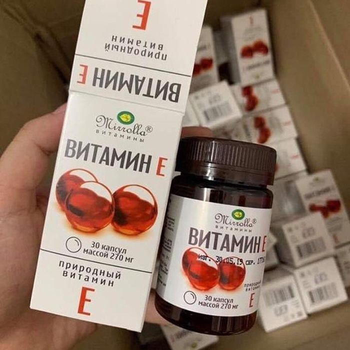 Hình ảnh chân thực Vitamin E Đỏ Mirrolla - Viên uống làm đẹp từ Nga