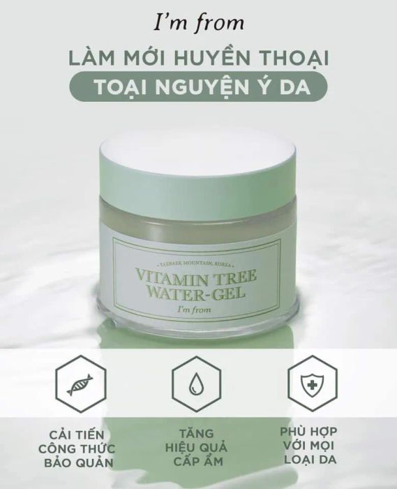 Hình ảnh 1 - Kem dưỡng I'm From Vitamin Tree Water Gel: Sản phẩm dạng gel trong suốt, tươi mát với chiết xuất từ cây Vitamin Tree, mang đến làn da căng bóng khỏe mạnh.