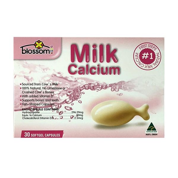 Viên sữa canxi Blossom Milk Calcium của Úc với hương vị dễ uống, bổ sung canxi và vitamin D3 cho trẻ em, giúp xương chắc khỏe và phát triển chiều cao tối ưu.