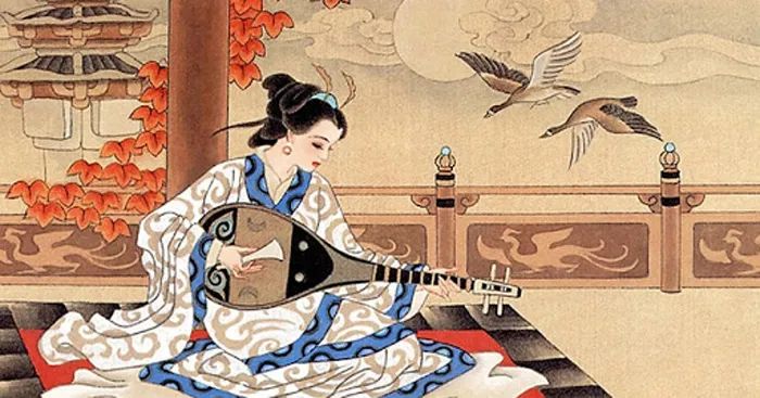 Tranh minh họa: Chân dung Đặng Trần Côn và hình ảnh người chinh phụ