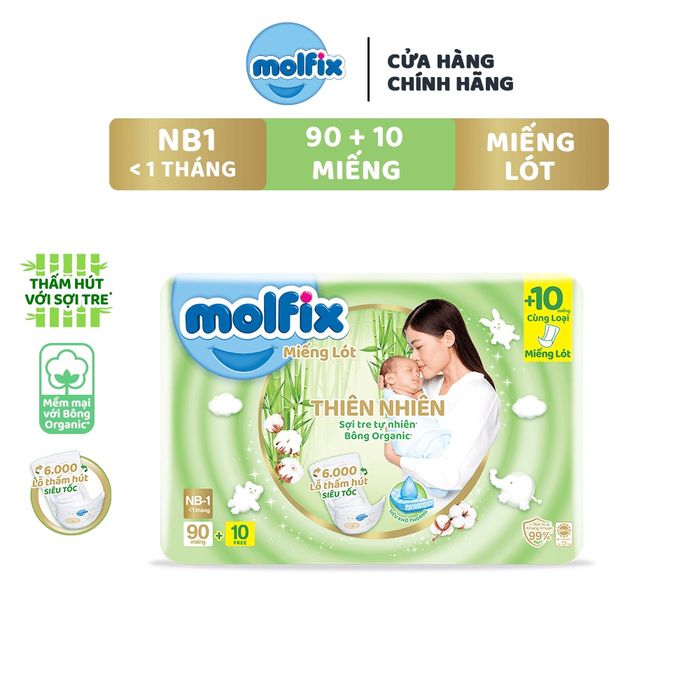 Hình ảnh miếng lót sơ sinh Molfix phiên bản thiên nhiên