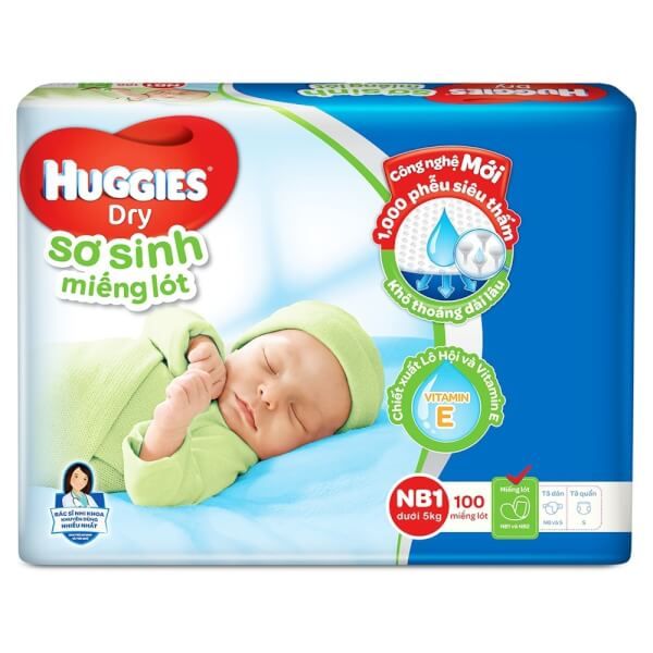 Miếng lót sơ sinh Huggies - Hình ảnh 2: Công nghệ khóa ẩm thông minh, mang lại sự khô thoáng tối ưu cho bé.