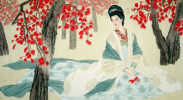 Tranh minh họa: Hình ảnh người chinh phụ trong đêm cô đơn