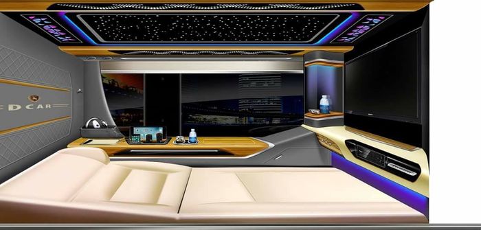 Quầy bar cao cấp và tiện nghi trên xe Thiên Hà