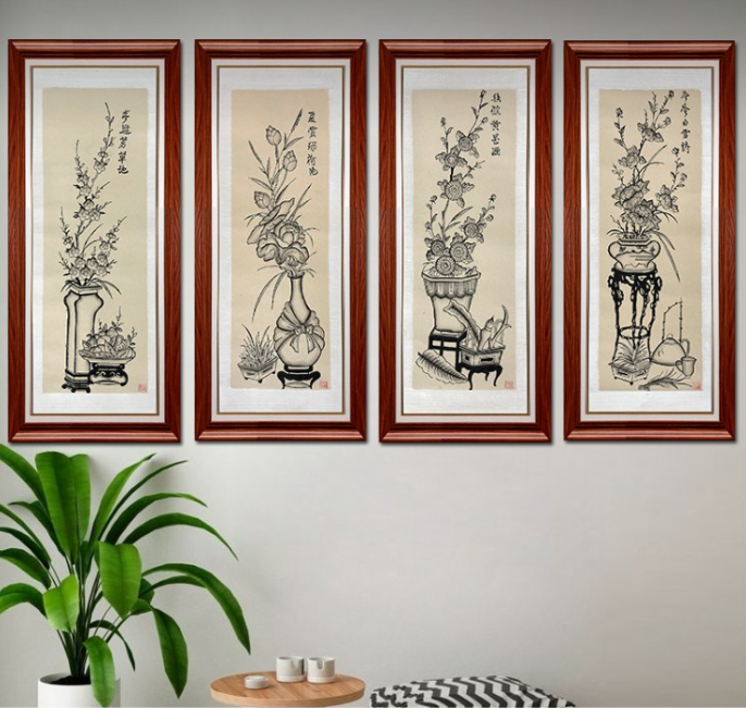 Hình ảnh trọn bộ Tứ quý Hạc đầy đủ bốn mùa