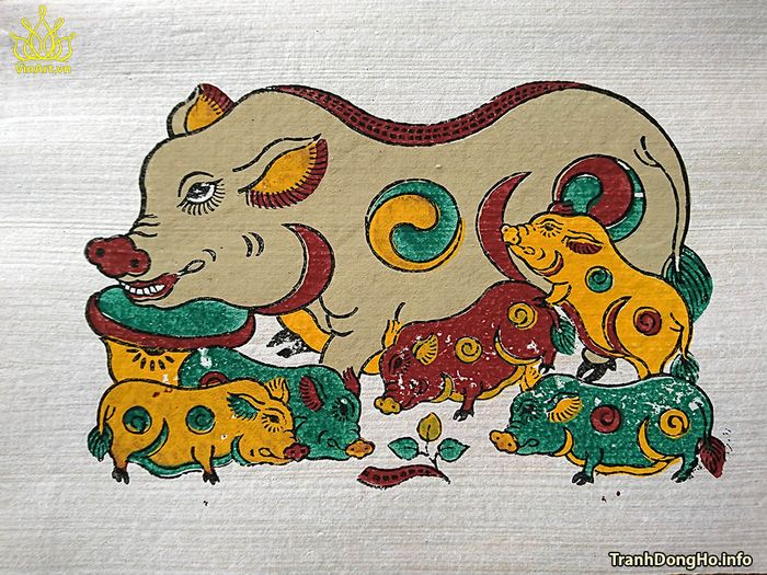 Hình ảnh sinh động bức tranh Đàn lợn âm dương