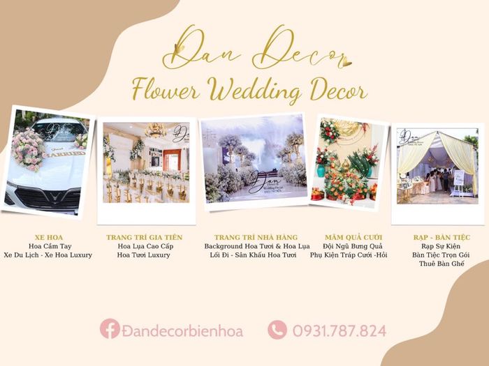 Không gian tiệc cưới lãng mạn được thiết kế bởi Đan Flower Wedding Decor