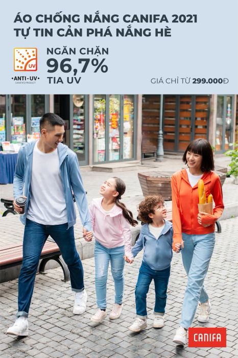 Phong cách trẻ trung với áo chống nắng CANIFA trong ảnh đầu tiên