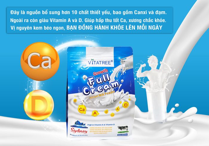 Sữa Tươi Dạng Bột Vitatree Full Cream - hình ảnh 2