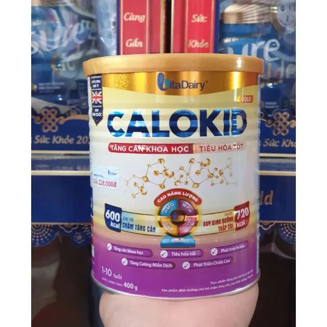 Hình ảnh sản phẩm sữa CALOKID Gold phiên bản 2 với thiết kế bắt mắt và hiện đại.