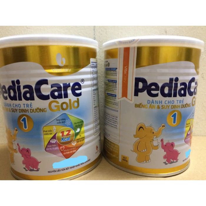 Hình ảnh minh họa sản phẩm sữa PediaCare Gold, thiết kế bắt mắt và chuyên nghiệp.