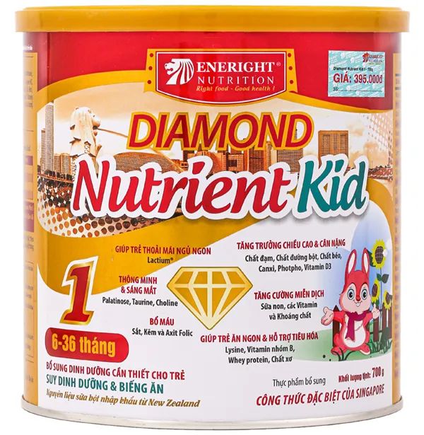 Hình ảnh sản phẩm sữa Diamond Nutrient Kid phiên bản 2 với bao bì hiện đại, sang trọng.