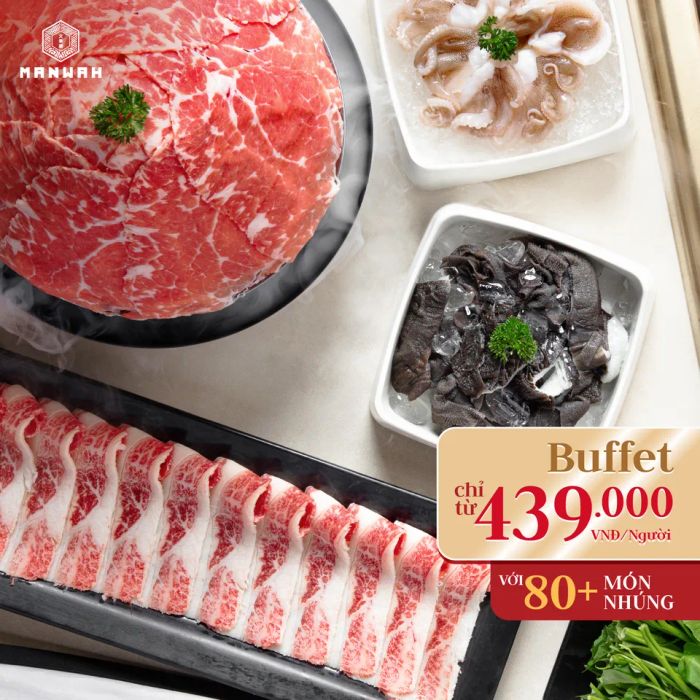 Hình ảnh buffet hấp dẫn tại Manwah