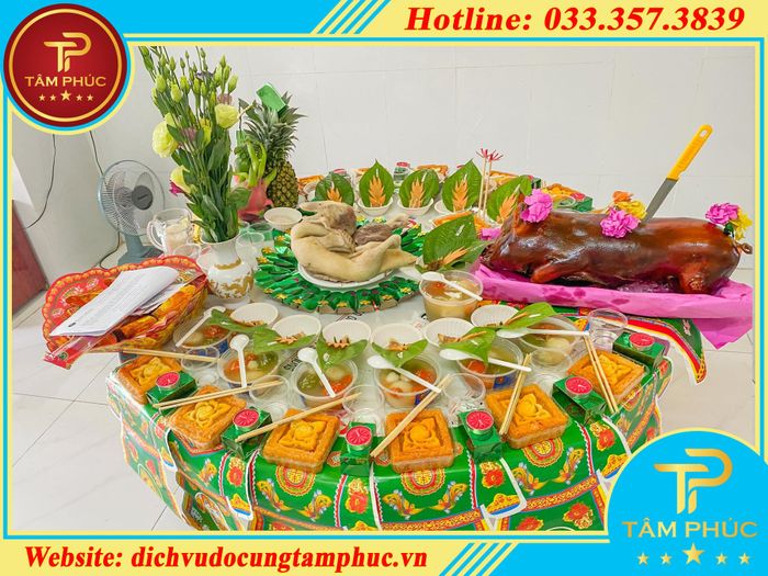 Hình ảnh mâm cúng đầy tháng tinh tế từ Tâm Phúc