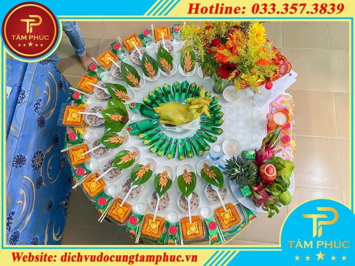 Hình ảnh mâm cúng thôi nôi nghệ thuật từ Tâm Phúc