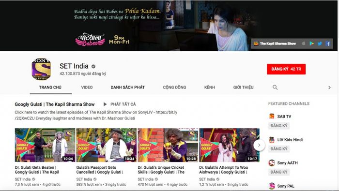 SET India - Biểu tượng giải trí Ấn Độ với 42 triệu subscriber (Ảnh minh họa)