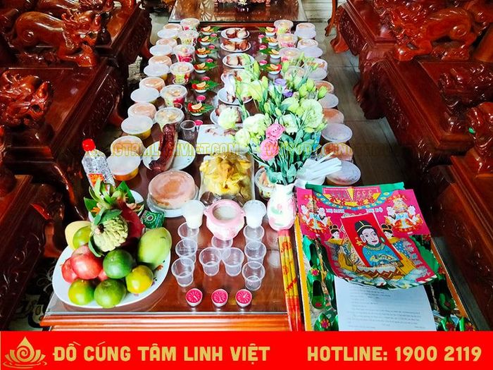 Hình ảnh mâm cúng đầy tháng nghệ thuật từ Đồ Cúng Tâm Linh Việt