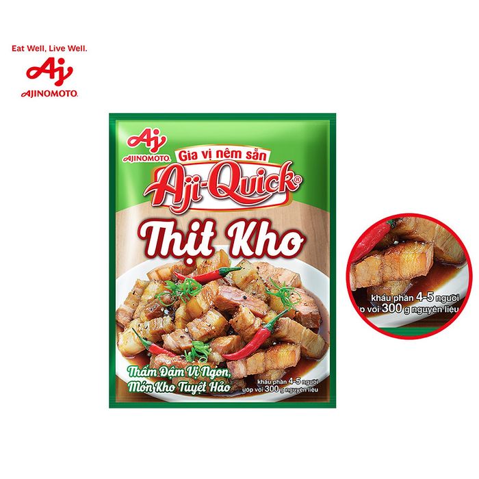 Gia vị nêm sẵn thịt kho Aji-Quick ảnh 1 - Thiết kế bao bì tiện dụng, sản phẩm đạt chuẩn chất lượng Nhật Bản cho món thịt kho đúng điệu