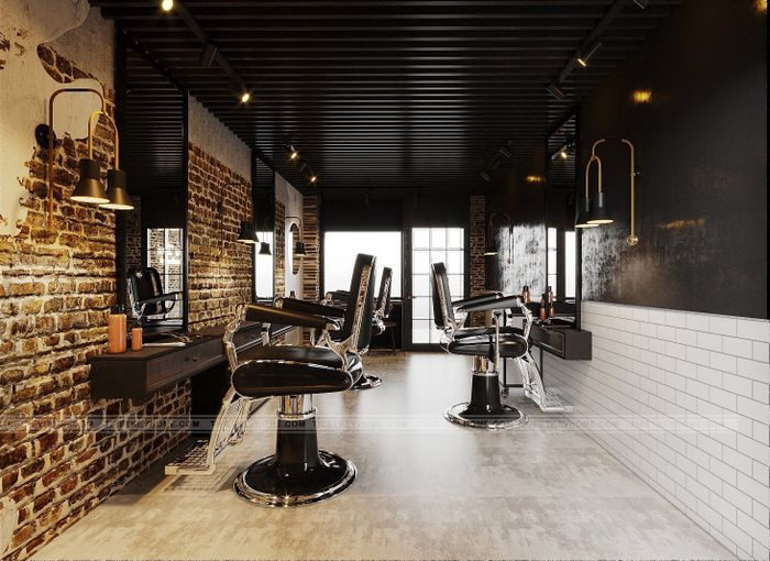 Hình ảnh thiết kế barbershop nam tính bởi V-Home