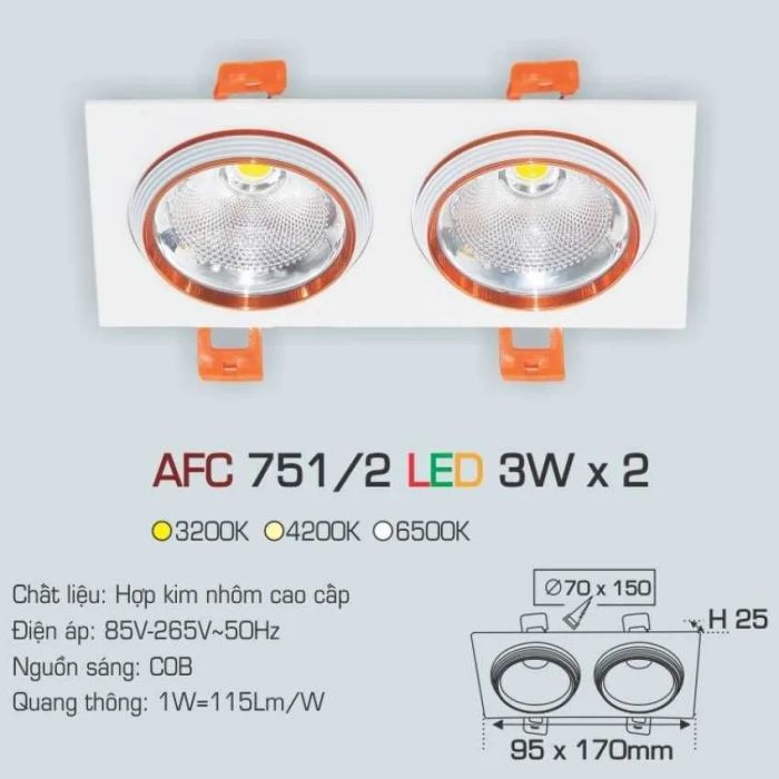 Đèn LED âm trần Anfaco hình ảnh 2