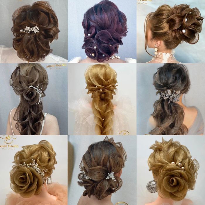 Hình ảnh thực hành các kiểu tóc cô dâu tại Minh Thắng Beauty Academy