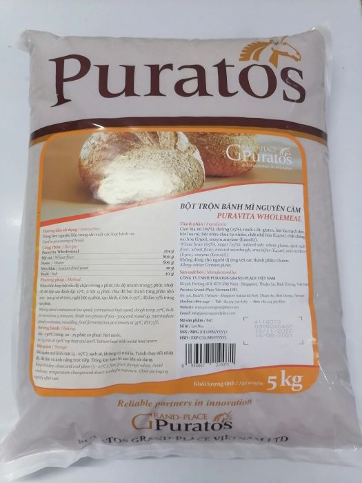 Hình ảnh Bột Mì Nguyên Cám Puravita WholeMeal - Bao bì cao cấp 5kg