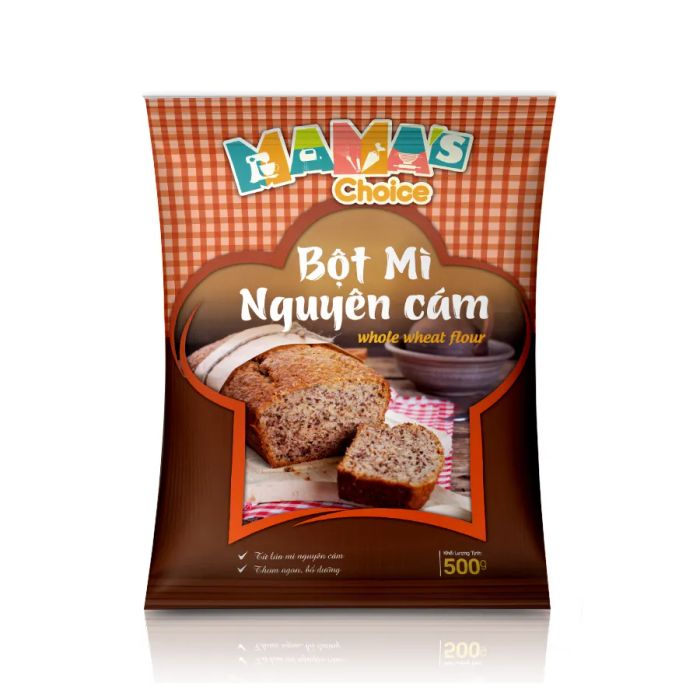 Hình ảnh bao bì Bột Mì Nguyên Cám Mama's Choice - thiết kế sang trọng