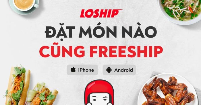 Hình ảnh trải nghiệm đặt đồ ăn trên Loship