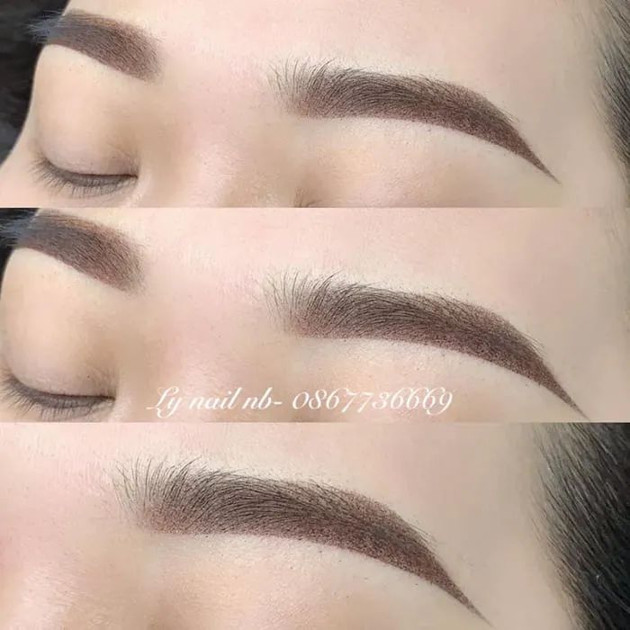 Hình ảnh thực tế về quy trình điêu khắc chân mày tại NB Ly Nail Spa