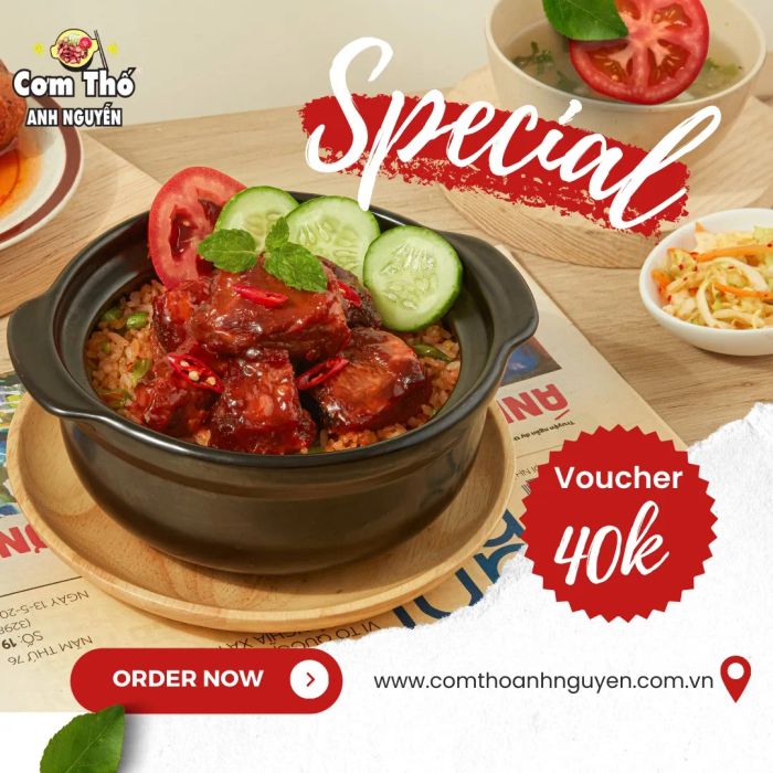 Không gian ấm cúng và món ngon đặc trưng tại Cơm Thố Anh Nguyễn