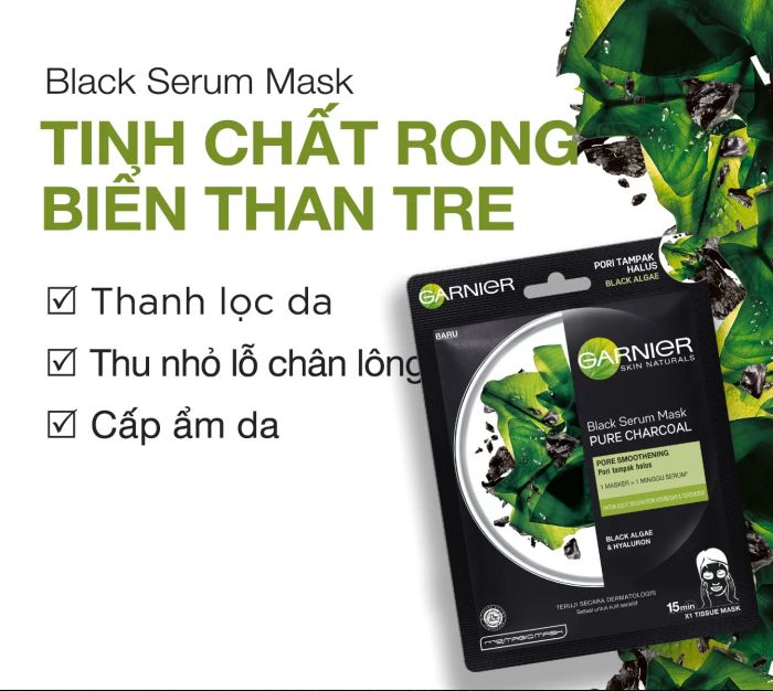 Hình ảnh mặt nạ Garnier Than Tre & Rong Biển chính hãng