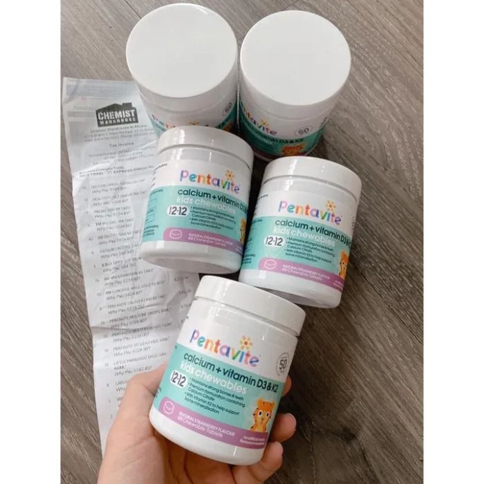 Pentavite Calcium + Vitamin D3 & K2 Kids - Viên nhai bổ sung canxi thế hệ mới kèm vitamin D3 & K2, hỗ trợ phát triển xương tối ưu (Ảnh minh họa 1)