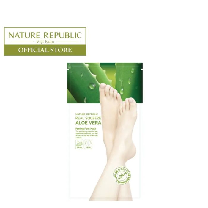 MẶT NẠ CHÂN NATURE REPUBLIC REAL SQUEEZE ALOE VERA PEELING FOOT MASK ảnh 1