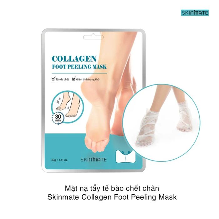 Mặt nạ tẩy tế bào chết chân Skinmate Collagen Foot Peeling mask ảnh 2