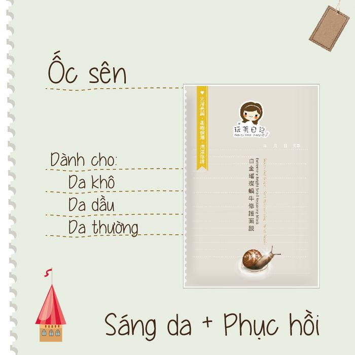 Mặt Nạ Chiết Xuất Dịch Ốc Sên Dưỡng Ẩm Sáng Da Extremely Bright Snail Repairing Beauty Idea Diary ảnh 1