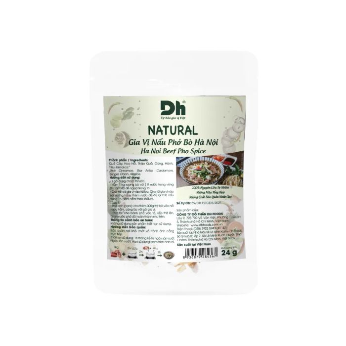 Hình ảnh bao bì gia vị phở bò Hà Nội DH Food Natural